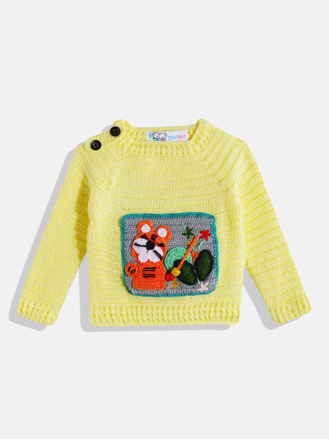 chutput unisex kids knitted woollen pullover with embroidered detail