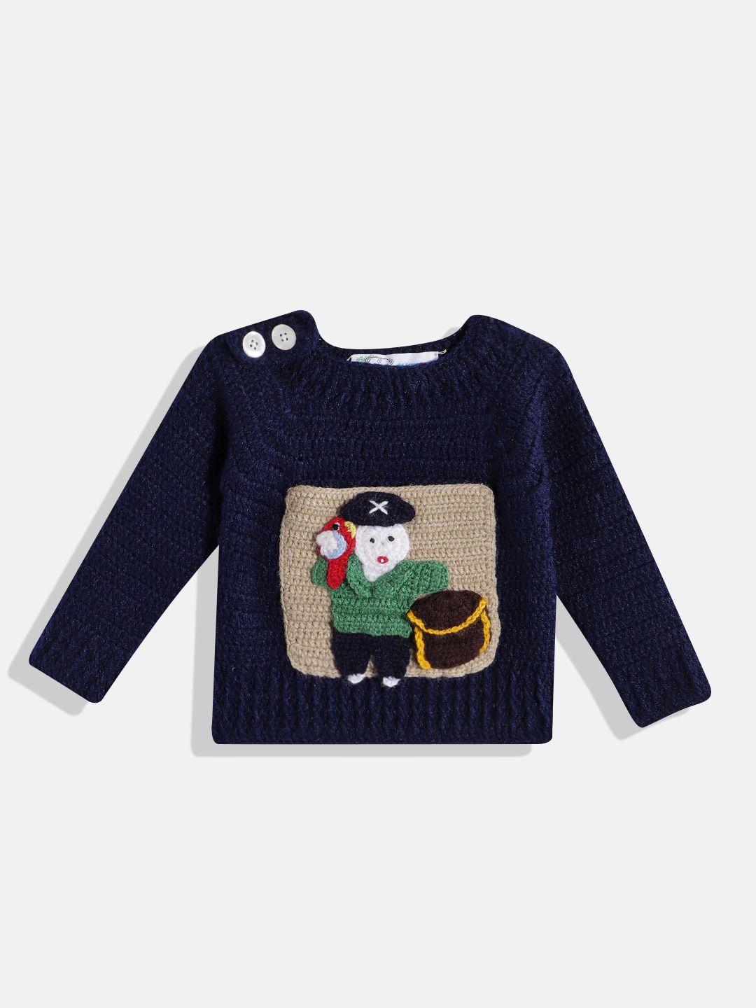 chutput unisex kids knitted woollen pullover with embroidered detail