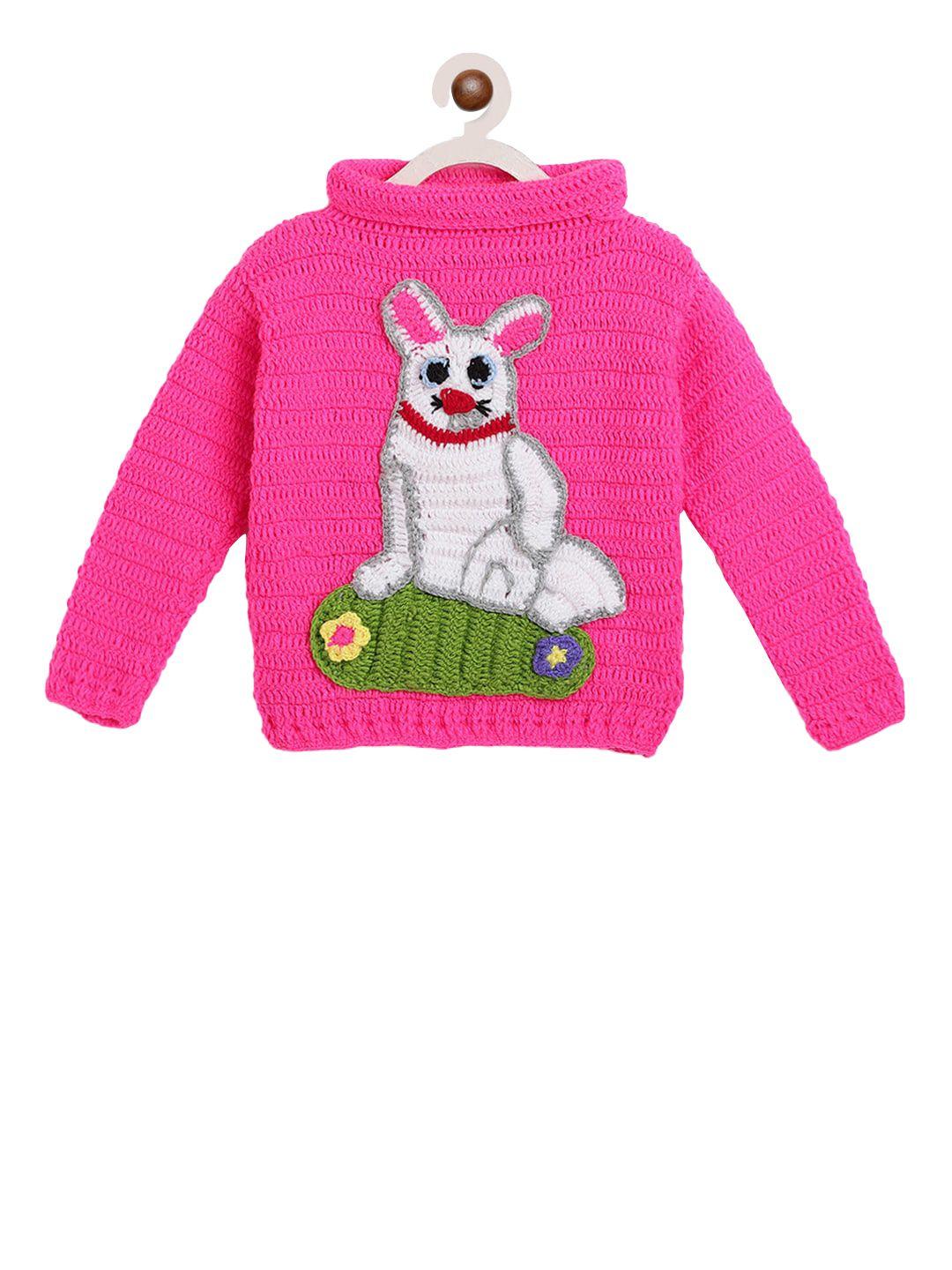 chutput unisex kids pink self design pullover sweater
