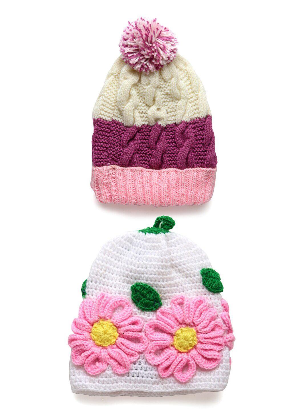 chutput unisex kids set of 2 multicoloured pure wool beanie cap