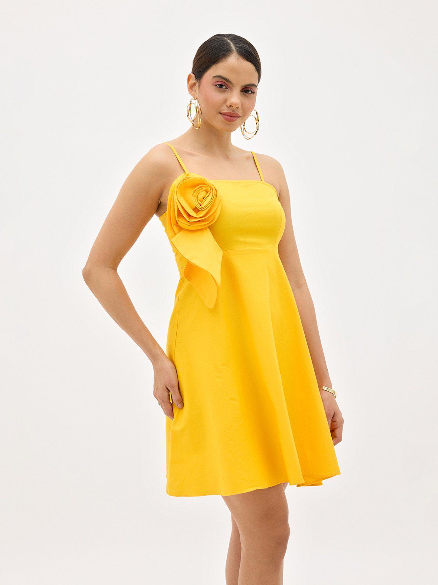 ciara glam cotton dress with rosette applique detailing