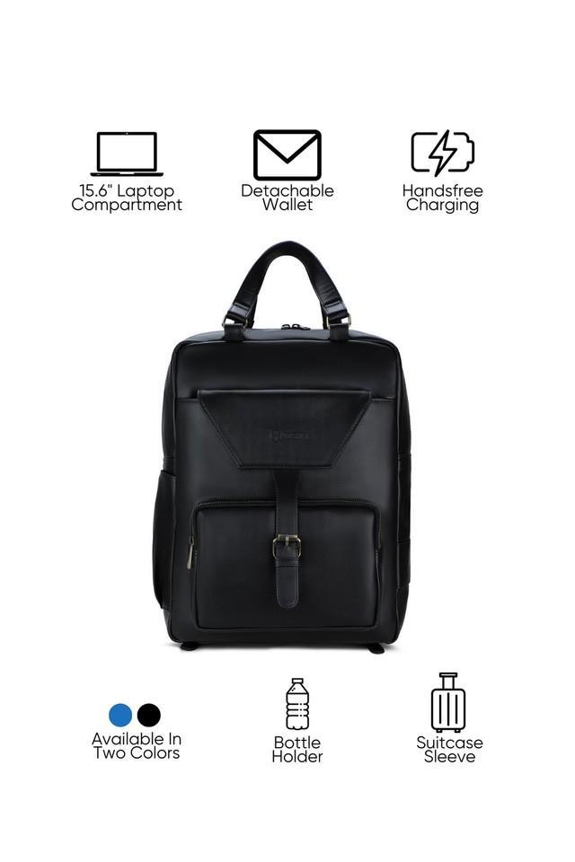 cibo black pu zipper closure unisex backpack