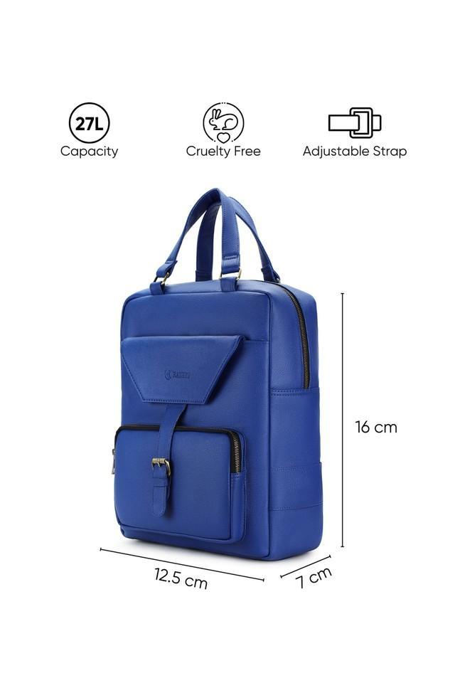 cibo blue pu zipper closure unisex backpack