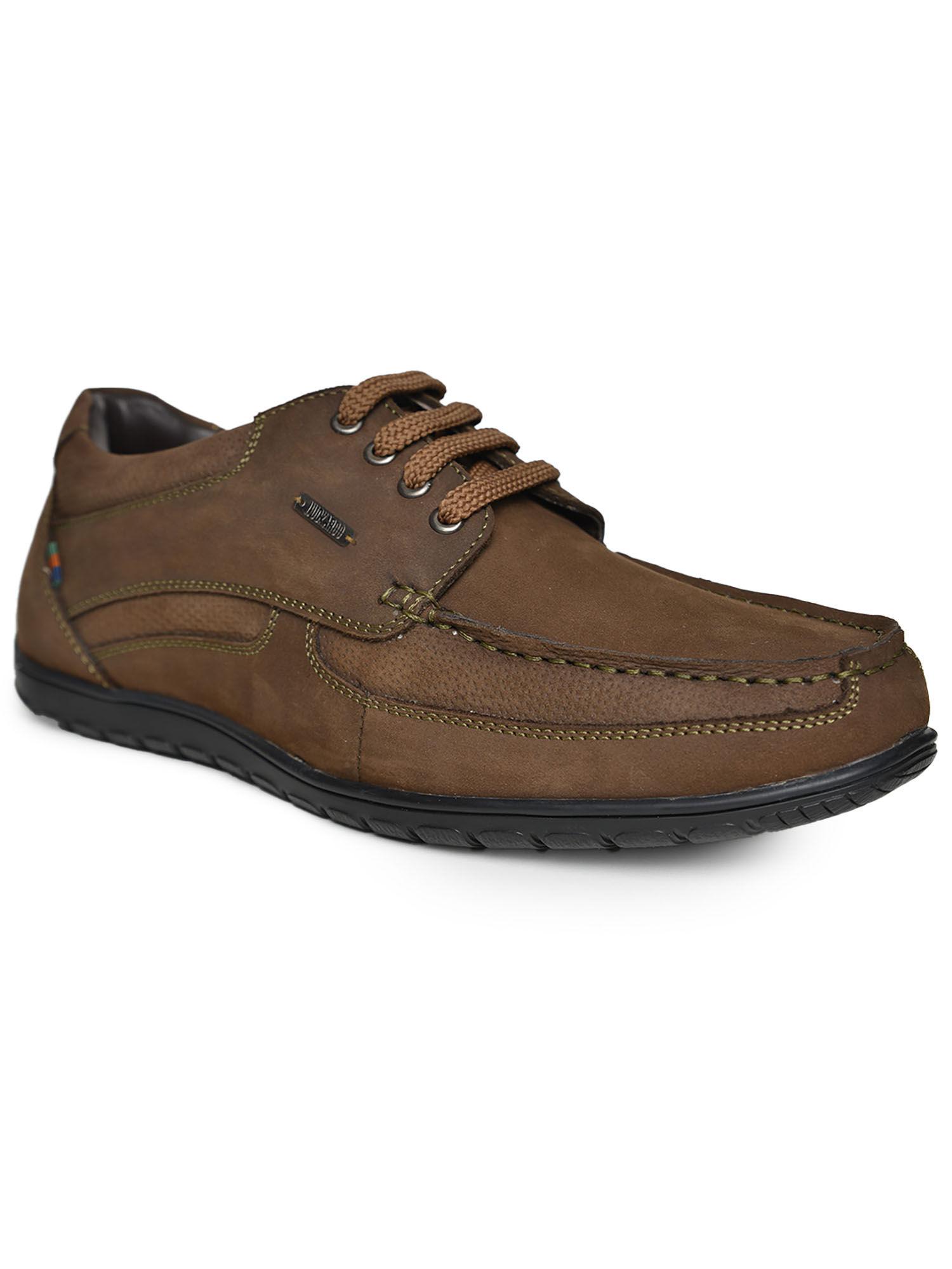 ciddra nubuck leather olive casual shoes for men