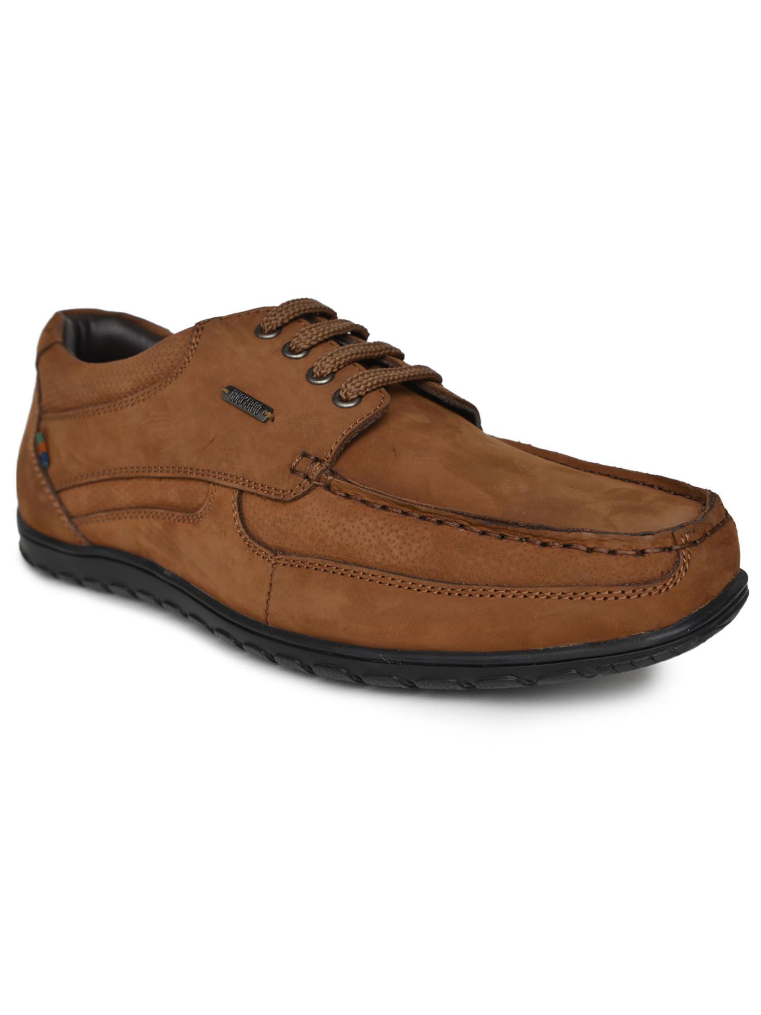 ciddra nubuck leather tan casual shoes for men