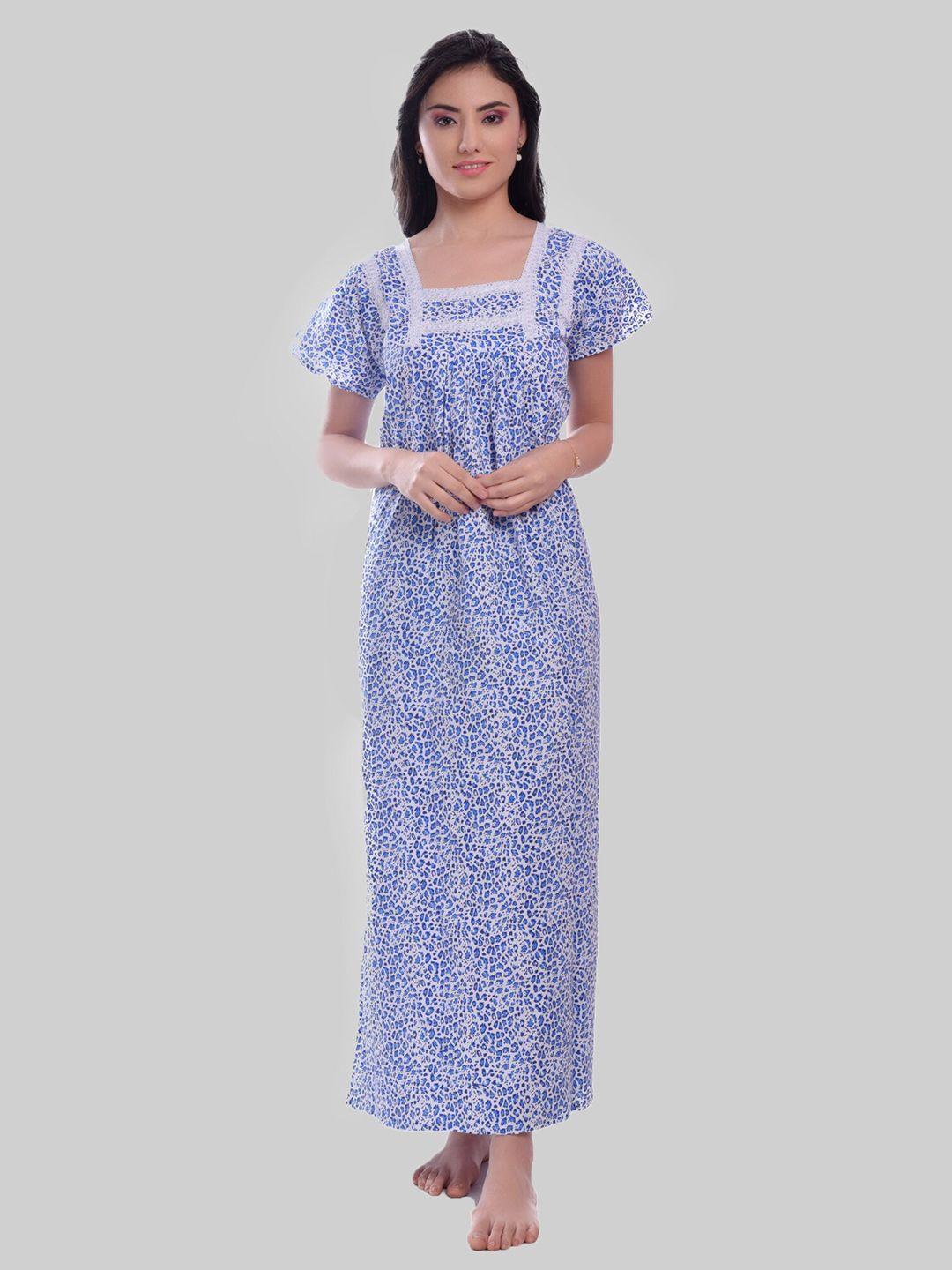 cierge animal printed pure cotton maxi nightdress