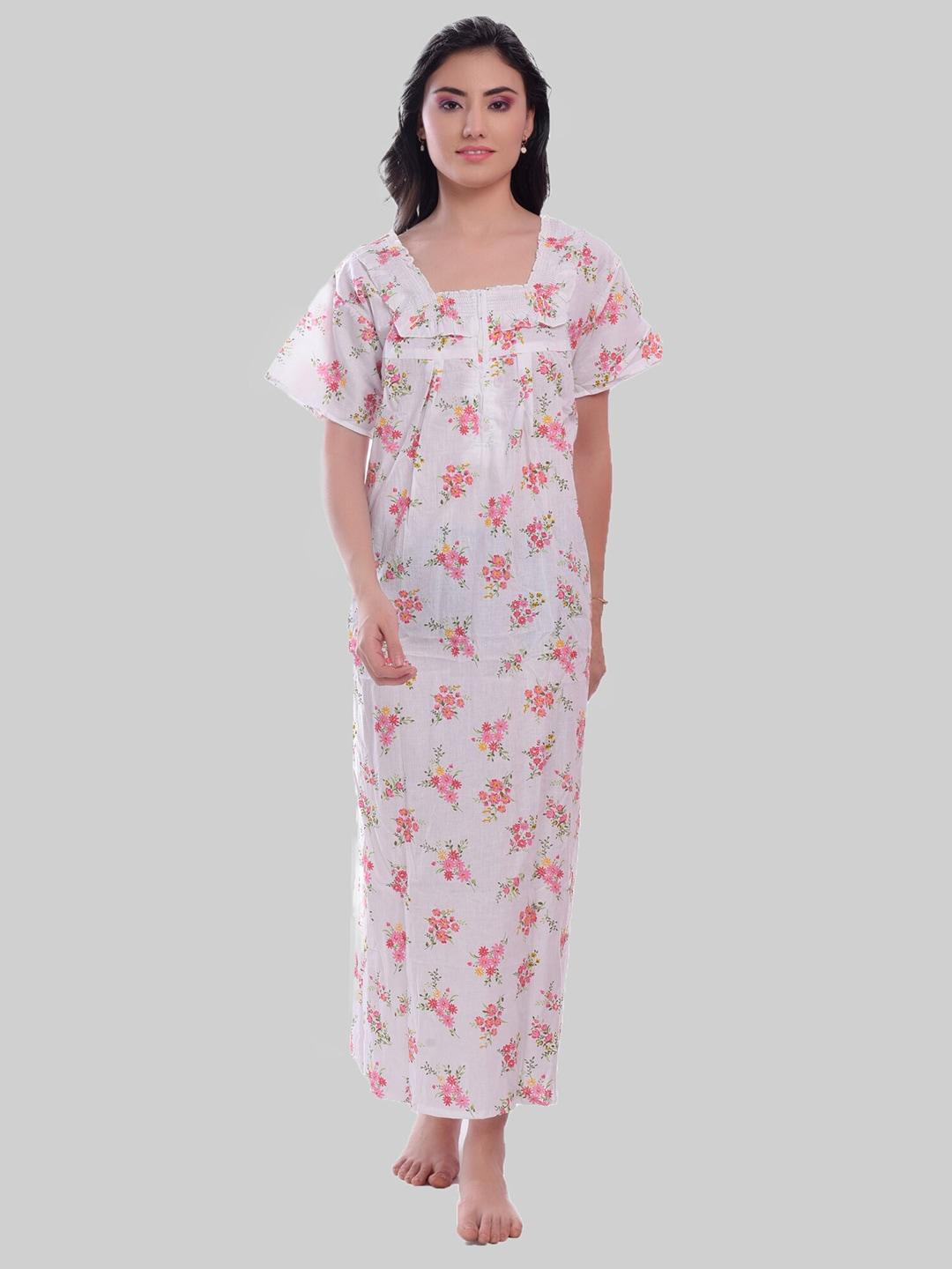 cierge floral printed pure cotton maxi nightdress