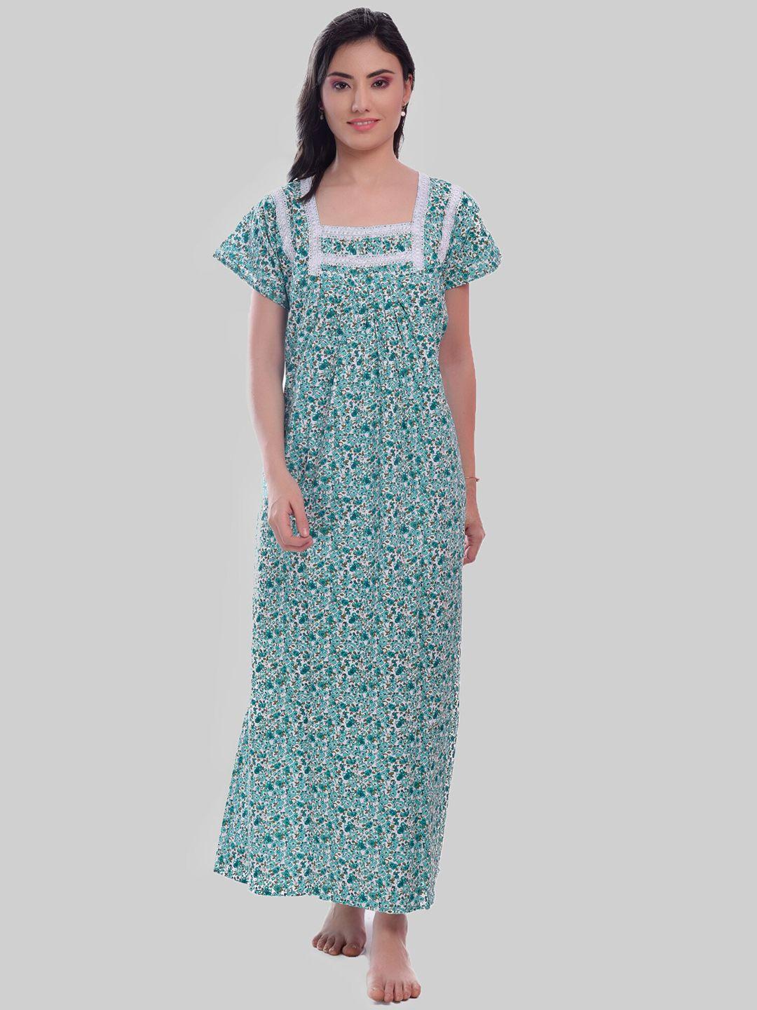 cierge floral printed pure cotton maxi nightdress