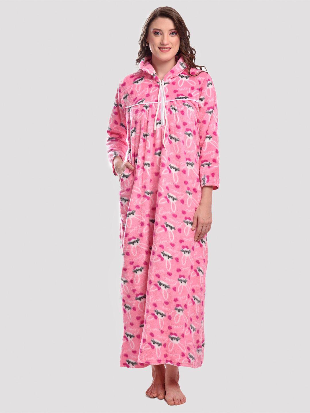 cierge women pink printed maxi nightdress