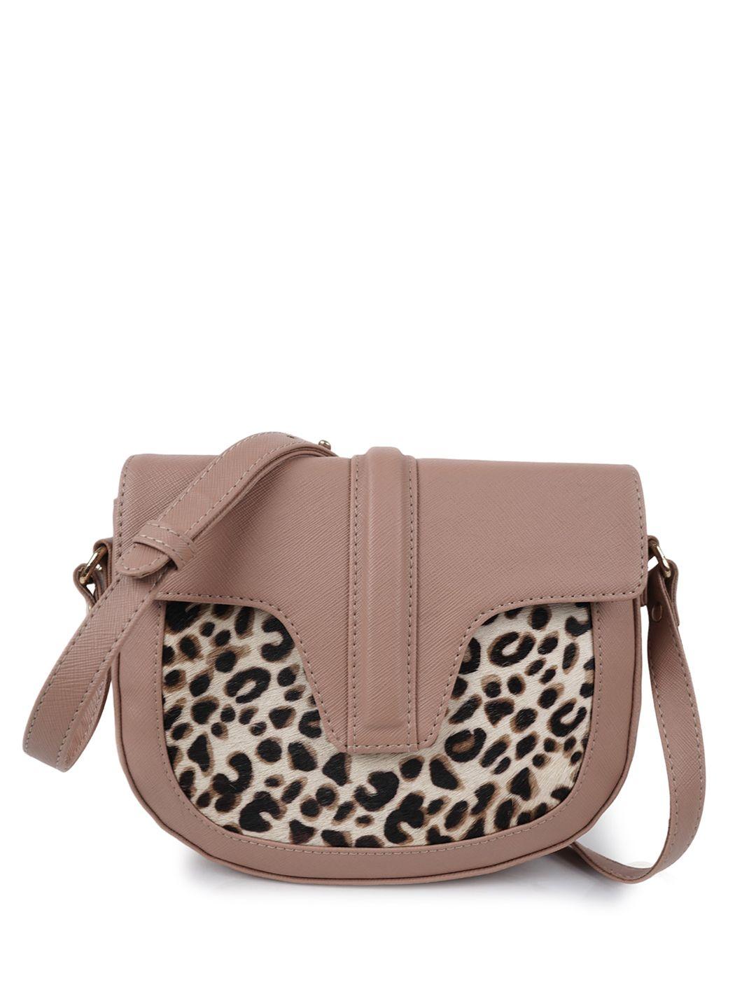 cimoni peach-coloured animal oversized structured sling bag with cut work