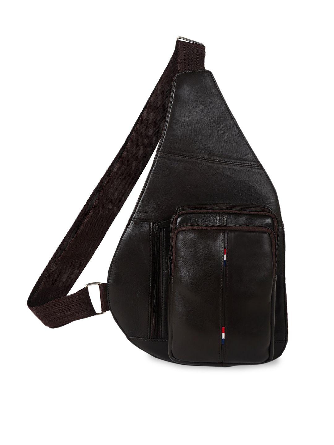 cimoni unisex textured leather structured sling bag