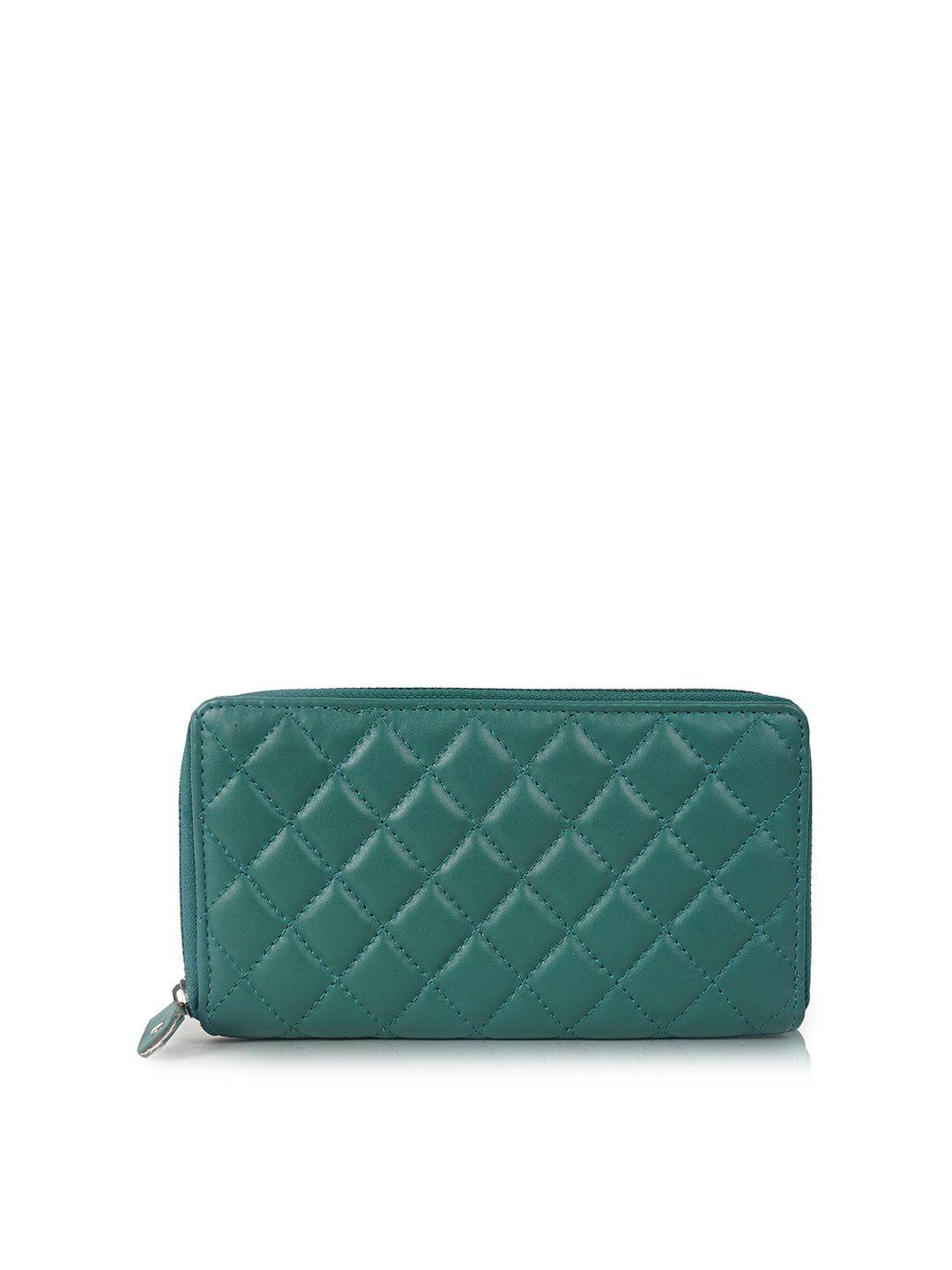 cimoni women green quilted leather zip around wallet