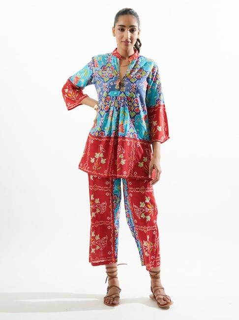 cin cin turquoise blue najaat ruhani tunic with pant