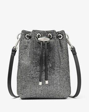 cinch satin crystal mini bag