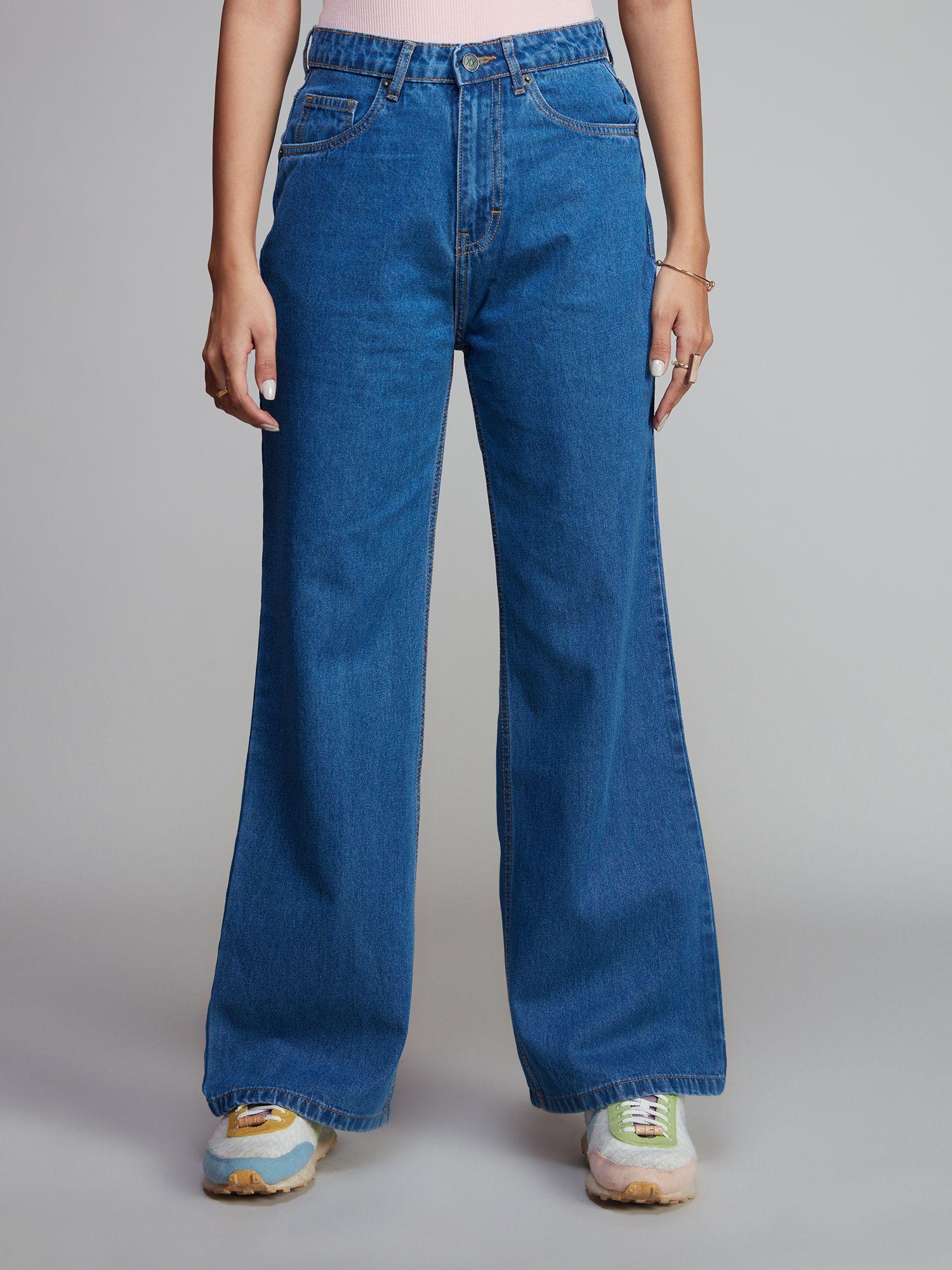 cindy blue wide leg high waist casual denims