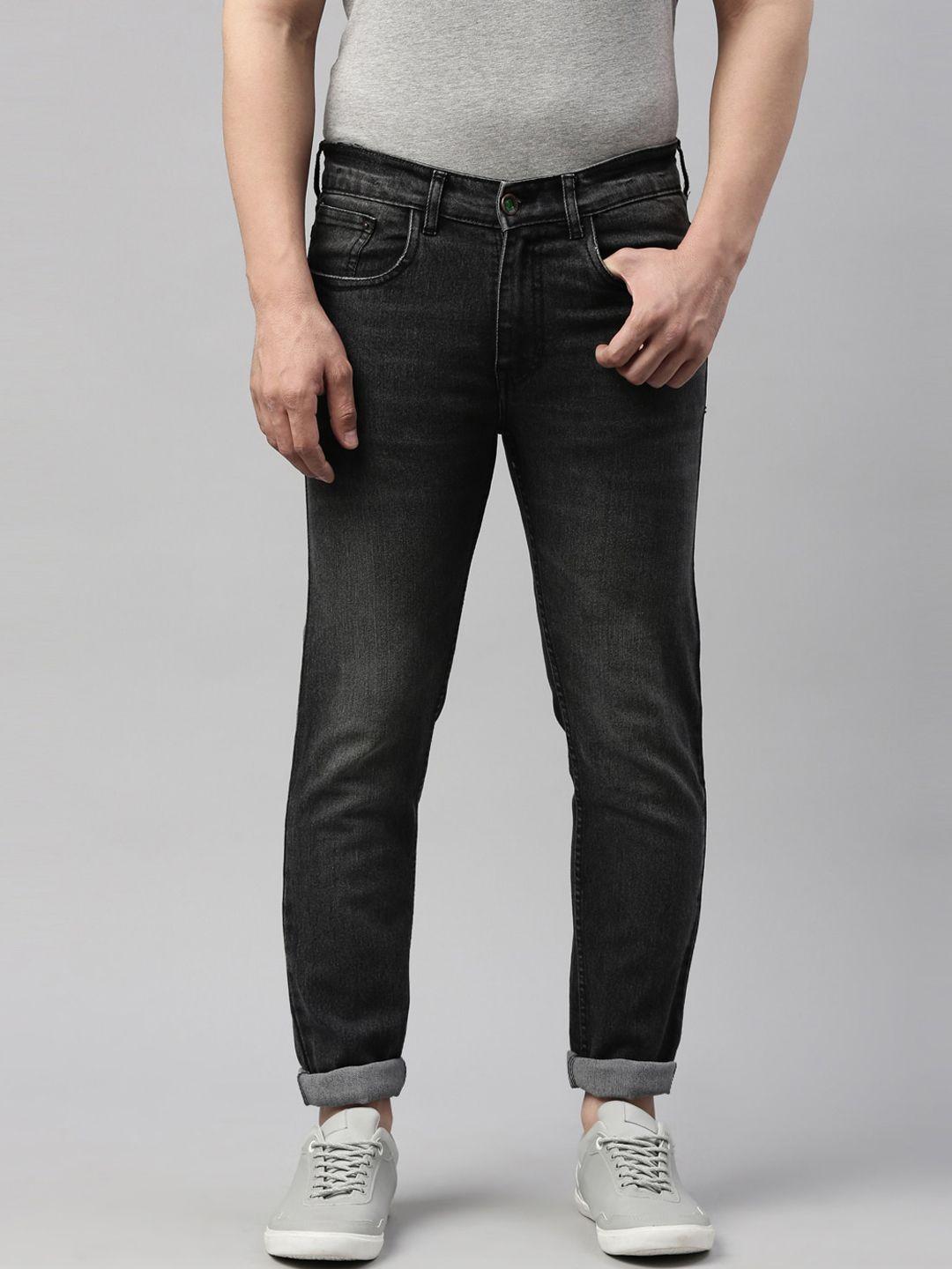 cinocci men black slim fit light fade stretchable jeans