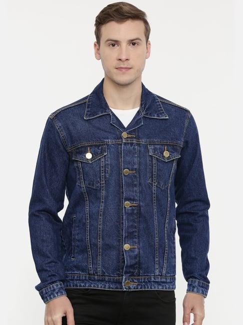 cinocci blue cotton slim fit denim jacket