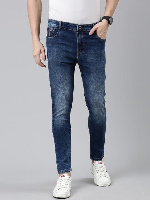 cinocci blue cotton slim fit jeans