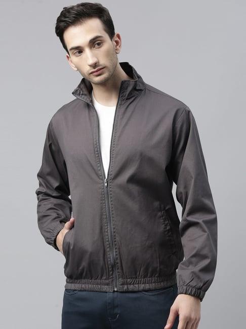 cinocci grey cotton slim fit jacket