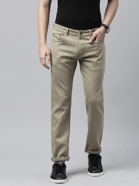 cinocci light olive cotton slim fit jeans