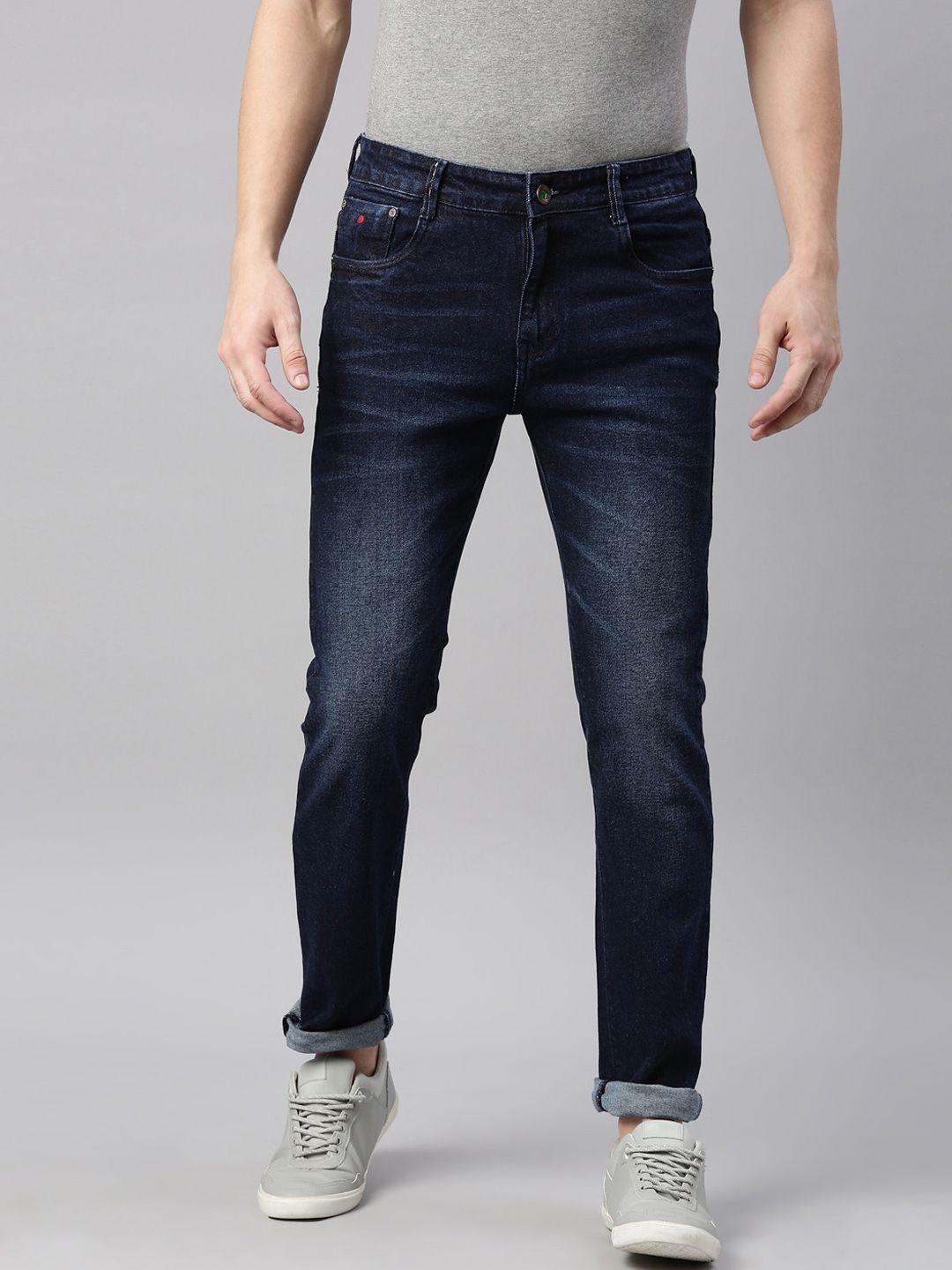 cinocci men blue narrow slim fit light fade stretchable jeans