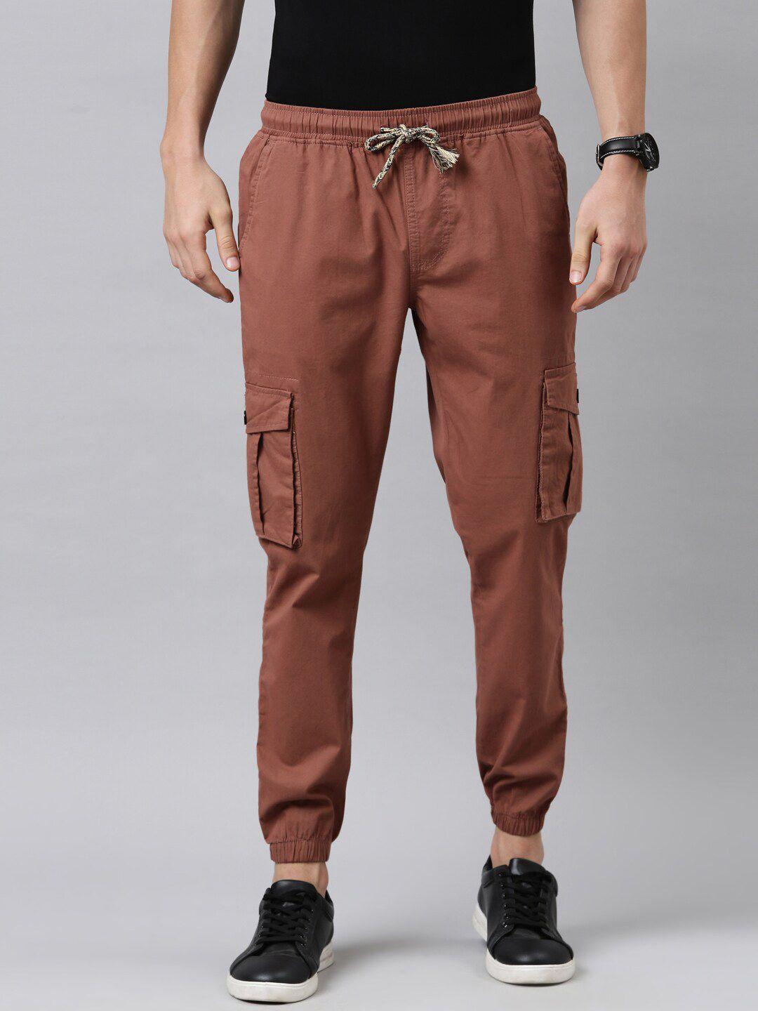 cinocci men rust slim fit joggers