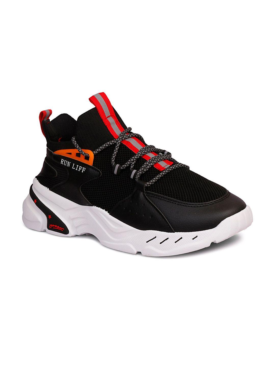 cipramo sports men black & red colourblocked pu sneakers