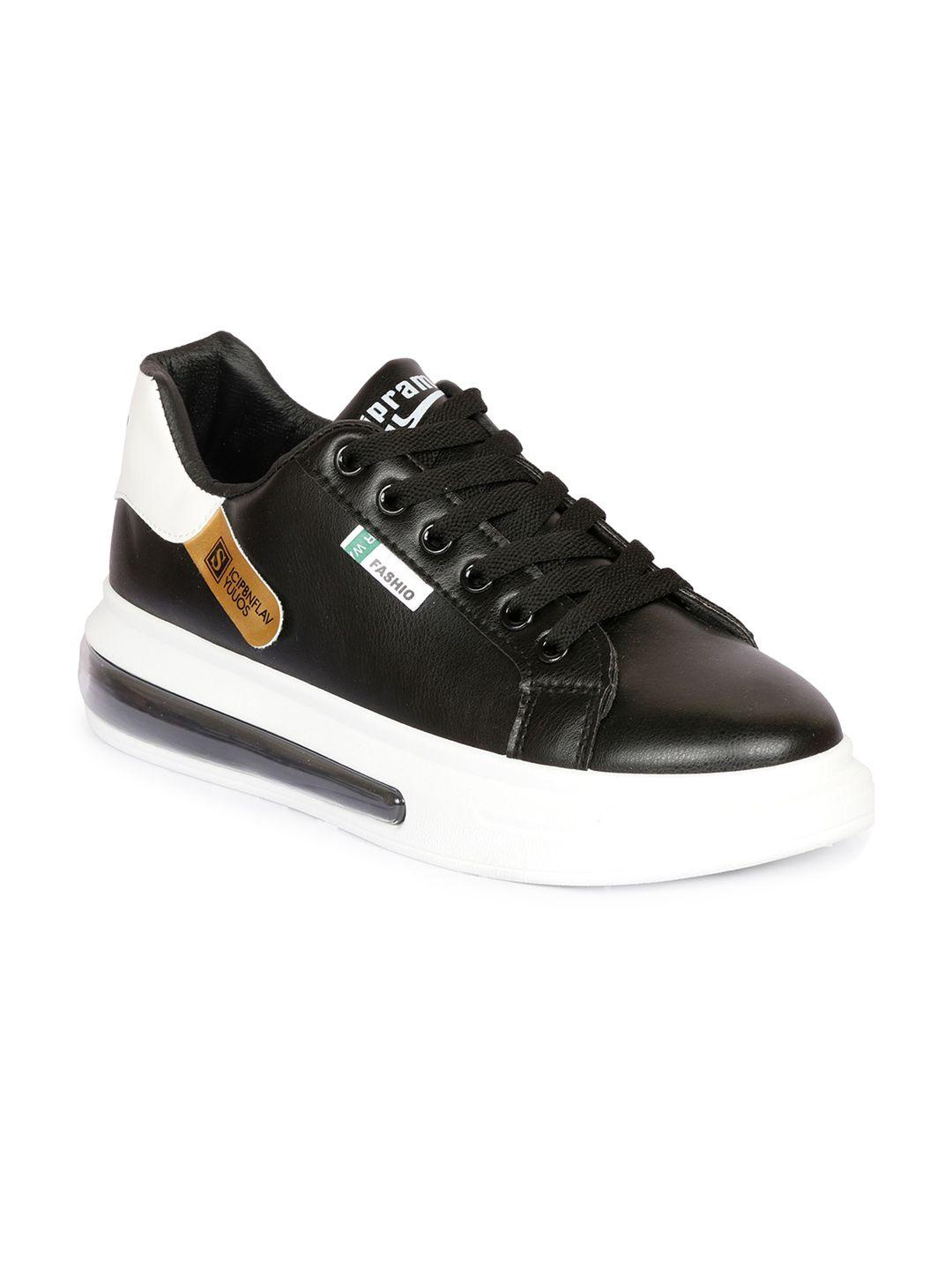 cipramo sports men black pu sneakers