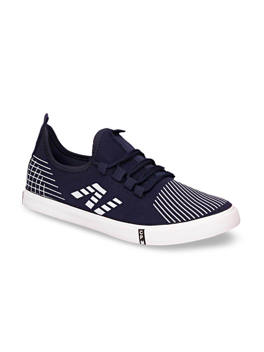 cipramo sports men navy blue woven design sneakers