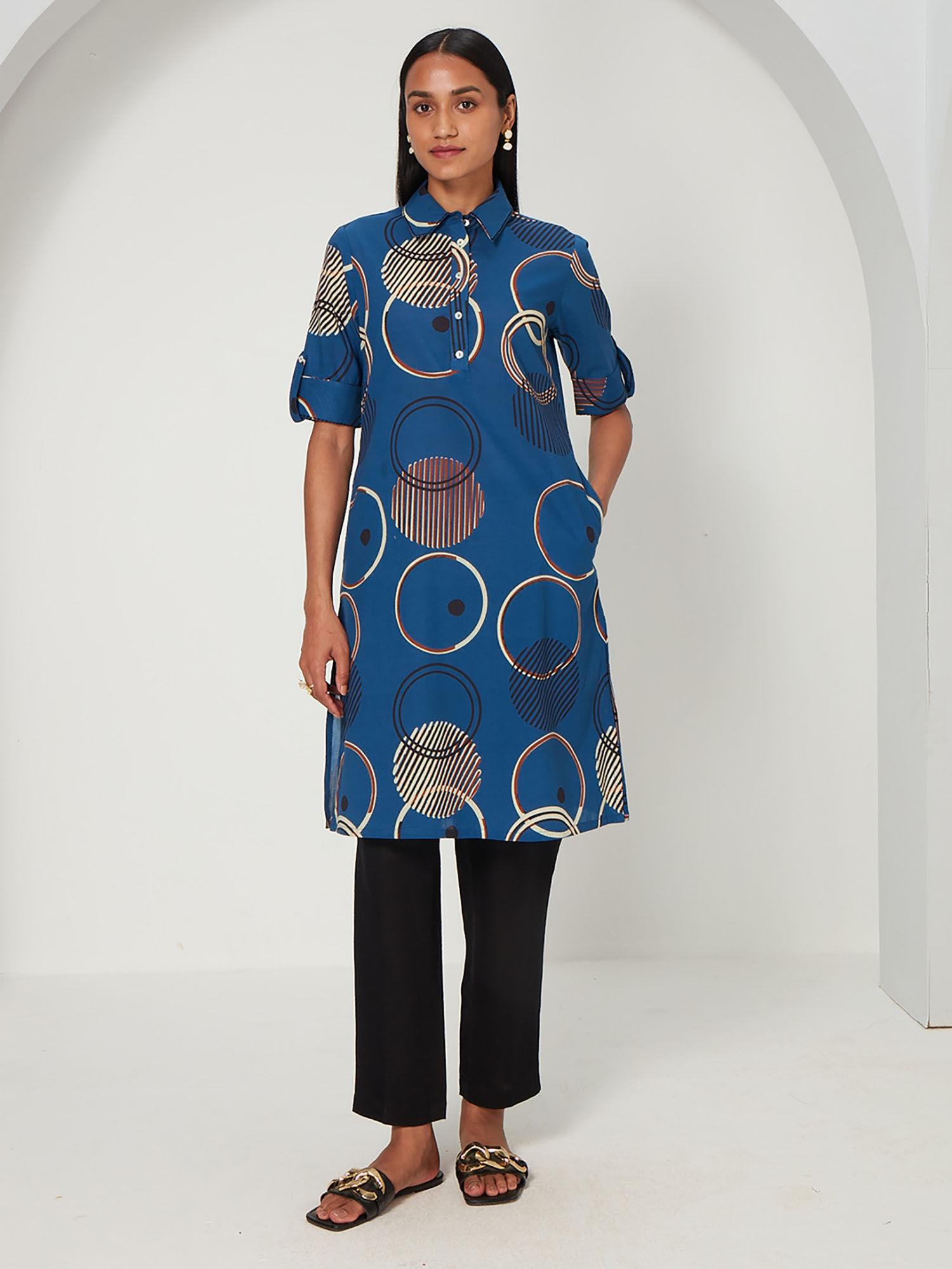 circle-printed straight kurta