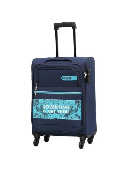 citizen adventure vista blue printed soft cabin trolley bag - 55 cms