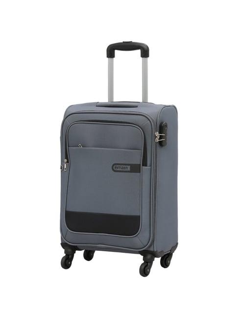 citizen wander weave grey color block soft cabin trolley bag - 58 cms