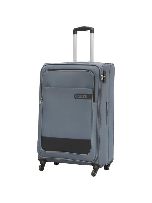 citizen wander weave grey color block soft large trolley bag - 78 cms