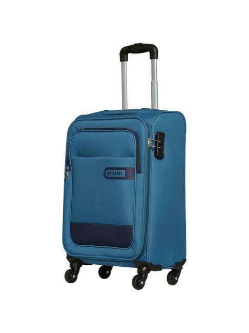 citizen wander weave turquoise color block soft cabin trolley bag - 58 cms