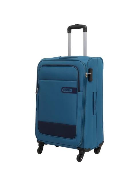 citizen wander weave turquoise color block soft large trolley bag - 78 cms