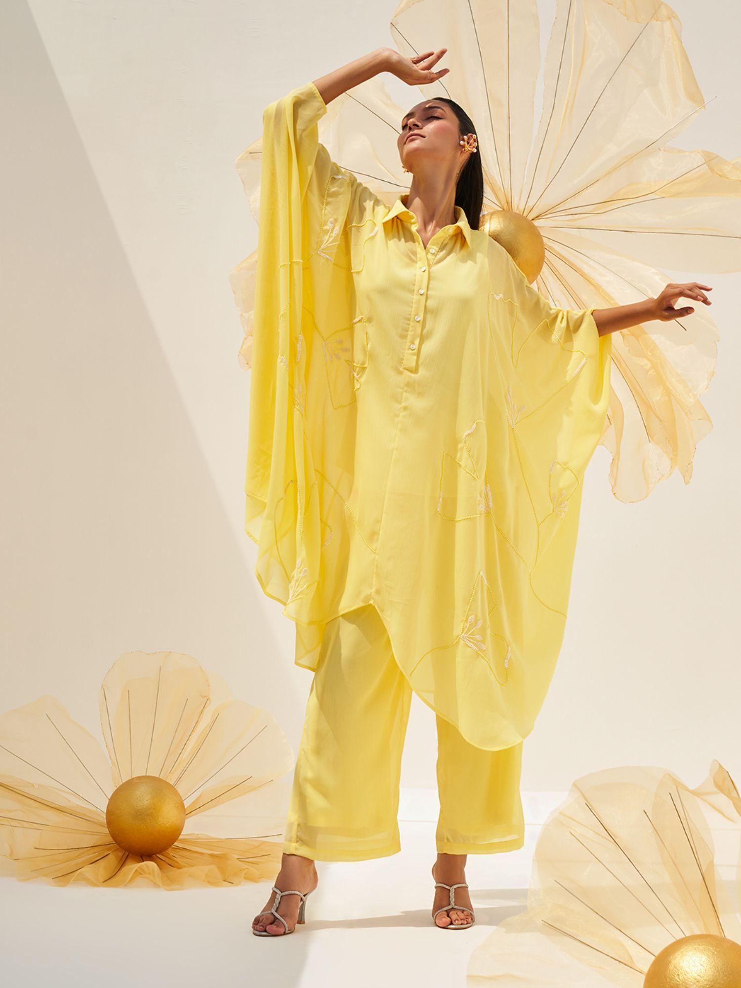 citrine glow kaftan set - yellow (set of 3)