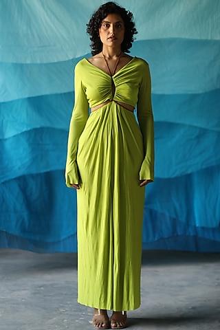 citrus green viscose knit dress