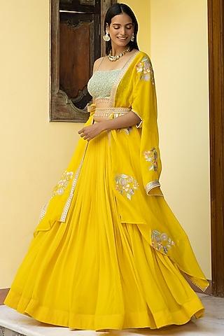 citrus yellow embroidered lehenga set