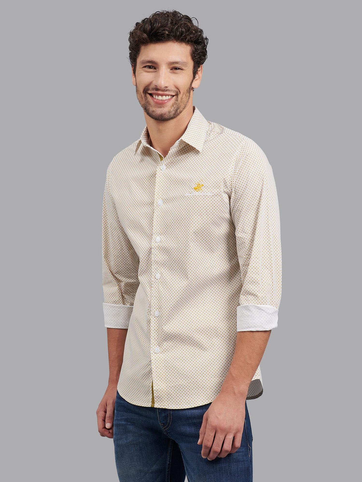 city lights printed stretch poplin fitted shirt