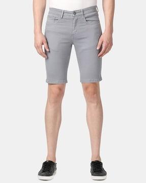 city shorts with fly with button closure