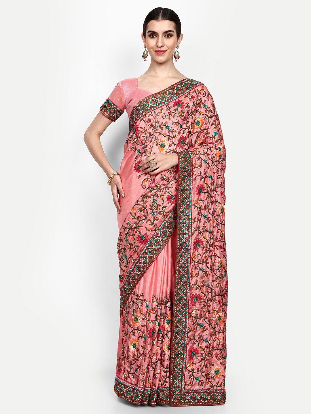 civamee floral embroidered saree
