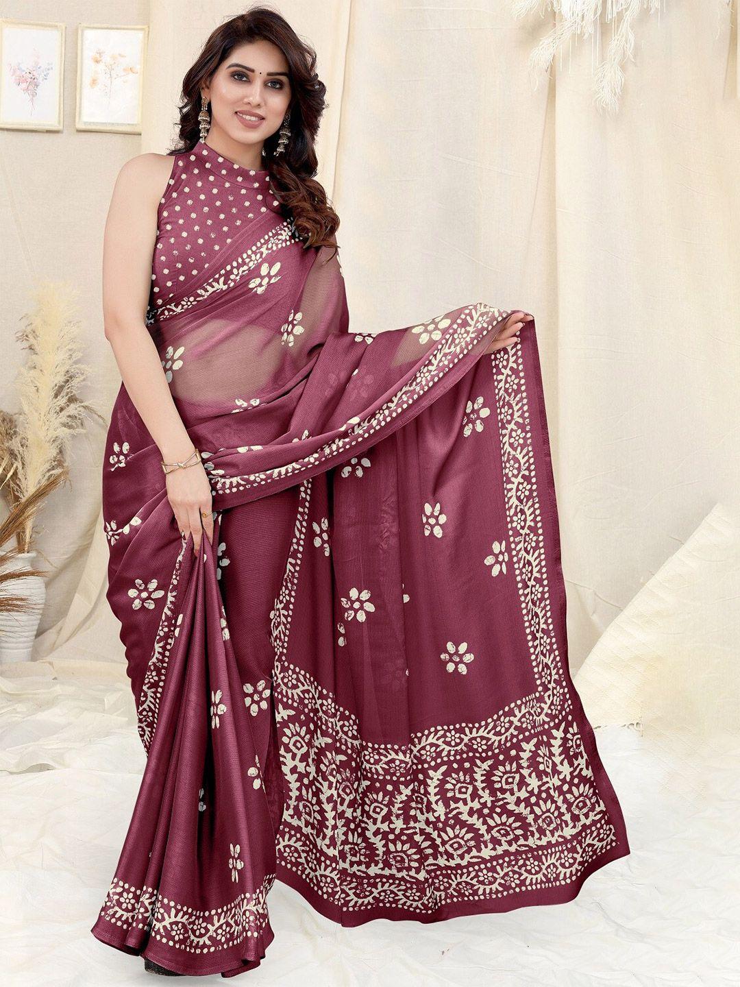 civamee  floral printed bandhani saree