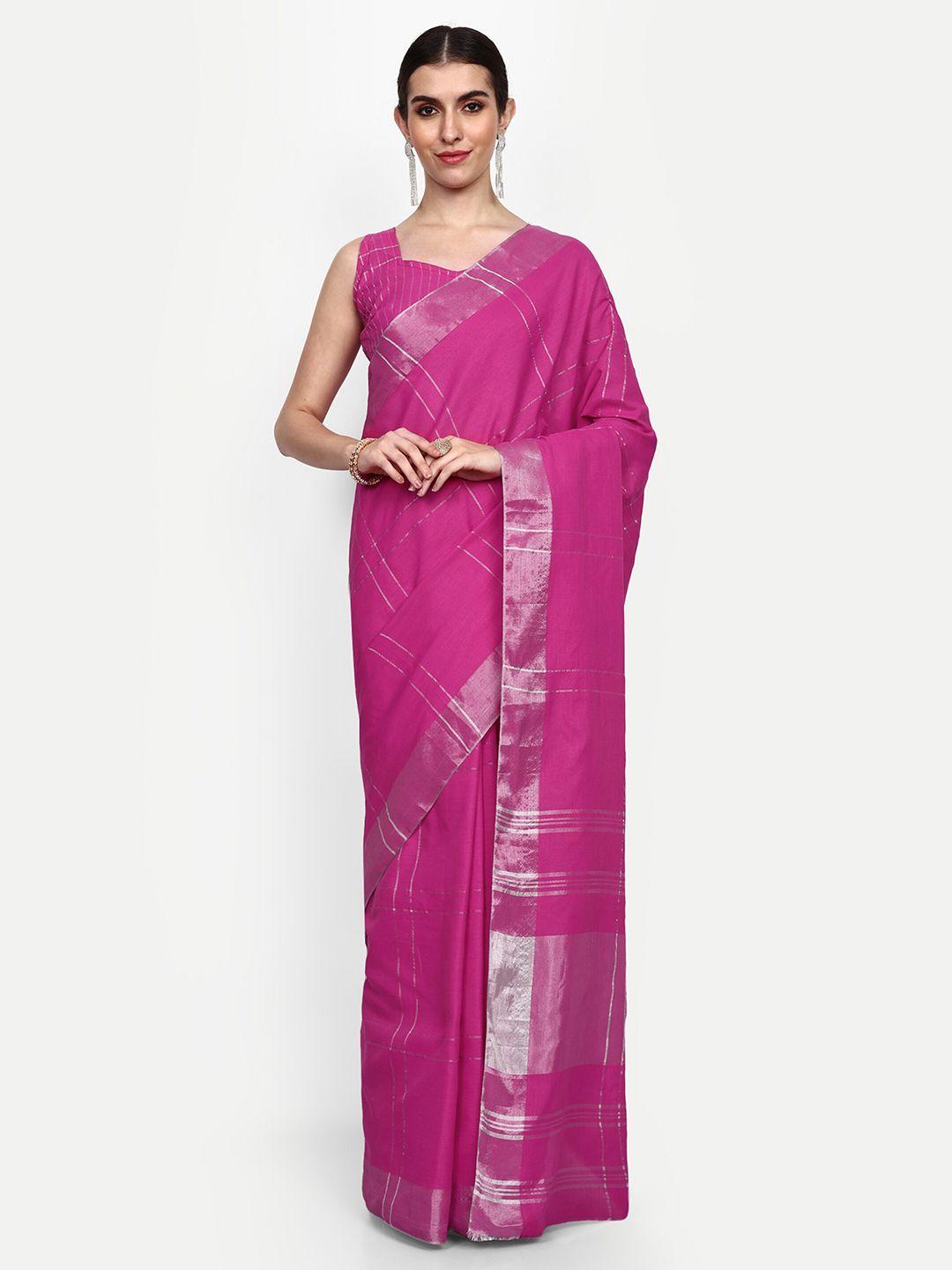 civamee checked zari silk cotton saree