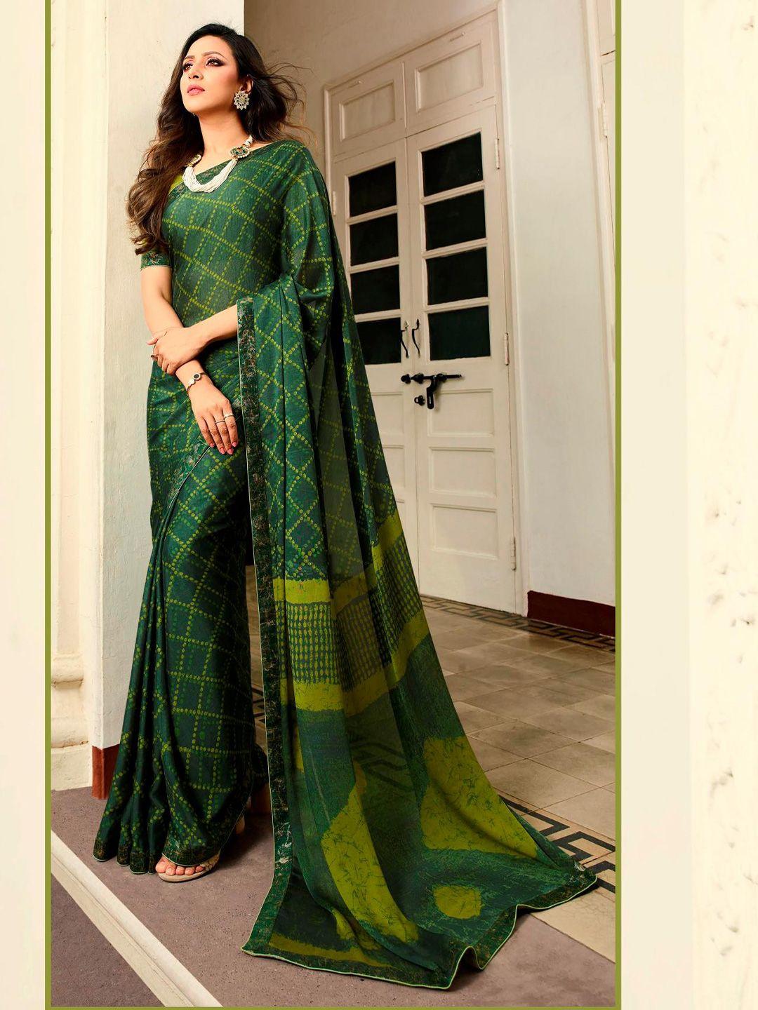 civamee green floral poly georgette designer saree