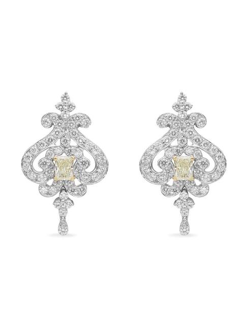 ckc 18k gold & diamond earrings with white rhodium polish for women