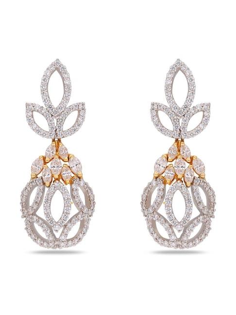 ckc 18k gold & diamond earrings with white rhodium polish for women