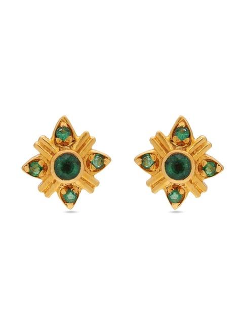 ckc 22k classic yellow gold emerald earrings for women