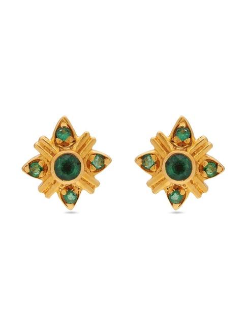 ckc 22k classic yellow gold emerald earrings for women