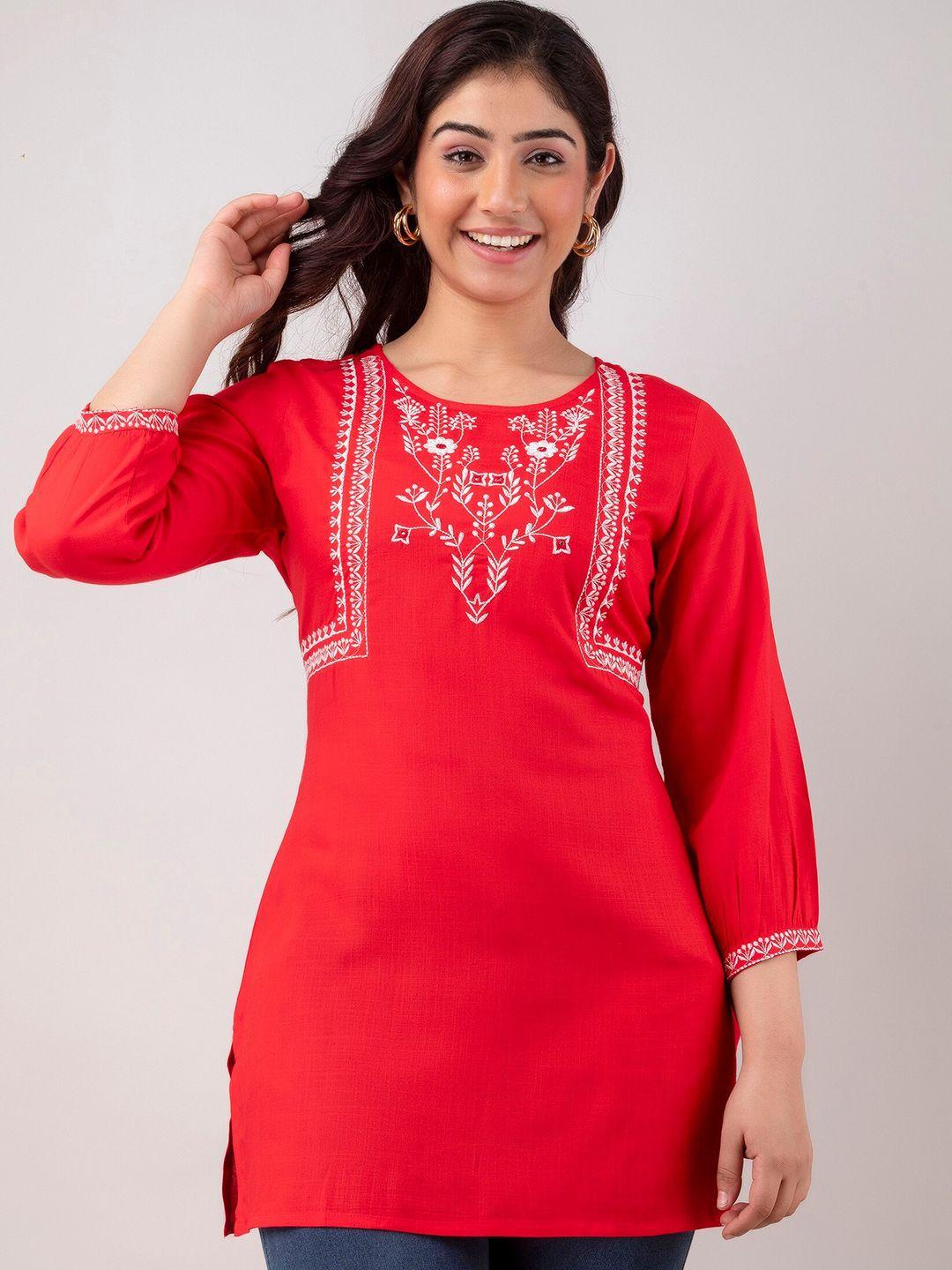 ckm floral embroidered straight kurti