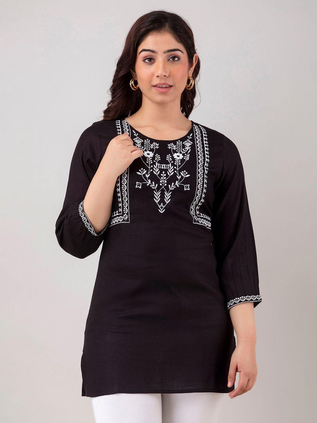 ckm floral embroidered straight kurti